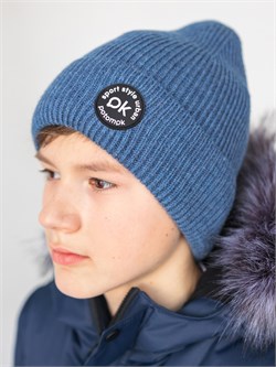 Шапка с подворотом "Квант" (серо-голубой) 14w22-231-1