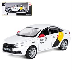 Яндекс Go Машинка металлическая 1:24 LADA VESTA, белый, открываются 4 двери, капот, багажник, свет,  JB1251344 - фото 44082