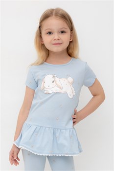 КР 302746/голубой,любимые ромашки к563 блузка (туника) для дев  КР 302746/голубой - фото 77932