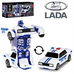 AUTODRIVE_LADA 2105_машинка-робот фрикционная,13,5см,одной кнопкой трансформируется в робота,белая JB0405300 - фото 81112