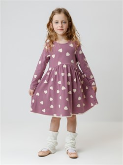 КР 5836/темная орхидея,сердечки к591 платье для дев  КР 5836/темная орхидея