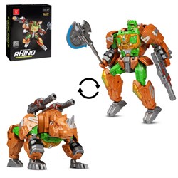 Робот-трансформер с оружием, трансформация в носорога, цвет коричневый, в/к 20*9*26см JB0214094