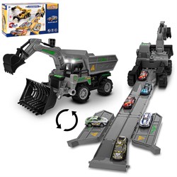 Набор 3в1 "карьерный самосвал/бульдозер/экскаватор" с треком и катапультой JB0405357