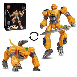 Робот-трансформер с оружием, трансформация в леопарда, цвет желтый, в/к 20*9*26см JB0214095