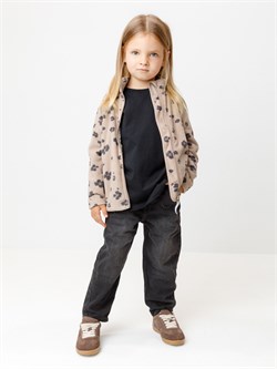 ФЛ 34025/н/44 ГР куртка дет светло-бежевый, цветочки пятнышки ФЛ 34025/н/44 ГР