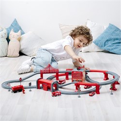 Железная дорога игрушка "Служба спасения, 92 предмета", на батарейках со звуком  G201-003