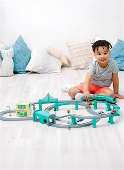 Железная дорога игрушка "Мой город, 92 предмета", на батарейках со звуком  G201-004