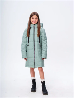 Пальто для девочки "Софи" (Серо-зеленый) 5spr26-200