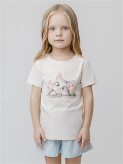 КР 302993-1/молочный 1107 к707 фуфайка (футболка) для дев КР 302993-1/молочный