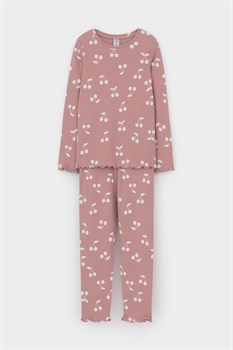 К 1618-1/серая пудра,крупная вишня пижама для дев К 1618-1/серая пудра
