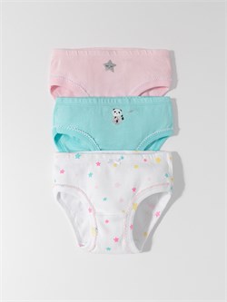 К 1978-3уп/неж.розовый,аквамарин,белый,звездопад набор трусы для дев К 1978-3уп/неж.розовый