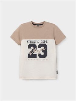 КР 302984/темно-бежевый,молочный к682 фуфайка (футболка) для мал  КР 302984/темно-бежевый