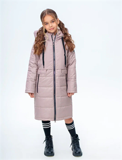 Пальто для девочки "Кетрин" (Темно-бежевый) 5spr26-014-1