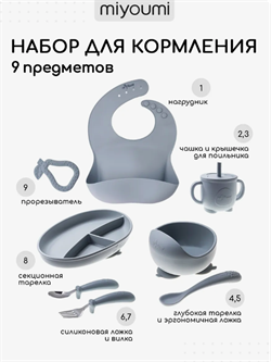 Силиконовый набор для кормления 9 предметов - Cloud NK0002/223