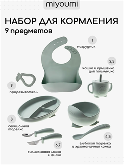 Силиконовый набор для кормления 9 предметов - Sage NK0002/250