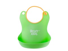 Нагрудник ROXY-KIDS мягкий с кармашком и застежкой, зеленый