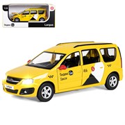 Яндекс Go машинка металл., LADA LARGUS, масштаб 1:24, цвет желтый,  открываются 4 двери, капот JB1251481