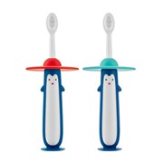Зубная щетка для детей "Пингвин" ультрамягкая, 10.000 щетинок, 2шт. Красный+Голубой