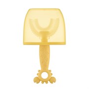 Зубная щетка-массажер для детей "Крабик" с футляром, цвет желтый