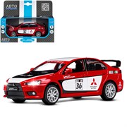 ТМ "Автопанорама" Машинка металлическая1:32 Mitsubishi Lancer Evolution, красный, откр. двери, капот