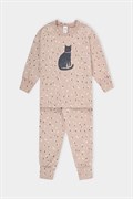 К 1598/темно-бежевый,пятна леопарда пижама детская (фуфайка дл.рукав, брюки) 