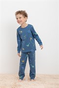 К 1552/синяя волна,дино спортсмены пижама детская (фуфайка дл.рукав, брюки)  