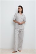 Е 20114/серебристое облако,леопард пижама женская (рубашка ночная, брюки)  