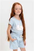 КР 302748/голубой,любимые ромашки к563 фуфайка (футболка) для дев КР 302748/голубой
