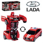 AUTODRIVE_LADA Vesta_машинка-робот фрикционная,13см,одной кнопкой трансформируется в робота,красная JB0405277