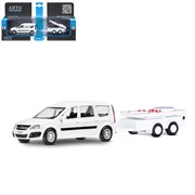 ТМ "Автопанорама" Машинка металлическая 1:43, LADA LARGUS белая, откр. 2 двери., инерция + прицеп  JB1251632