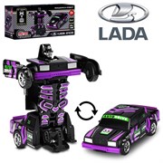 AUTODRIVE_LADA 2105_машинка-робот фрикционная,13,5см,одной кнопкой трансформируется в робота,чёрная JB0405299