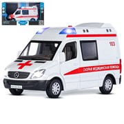 ТМ "Автопанорама" Машинка металлическая 1:32 Mercedes Sprinter "Скорая помощь", белый, в/к 17,5*13,5 JB1251275