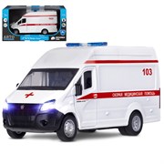 ТМ "Автопанорама" Машинка металлическая 1:34 ГАЗель Next "Скорая помощь", белый, в/к 17,5*12,5*6,5 с JB1251675