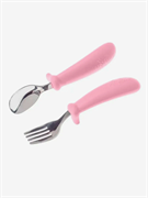 Силиконовая ложка и вилка + металл - Baby pink LV0001/234