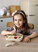 Силиконовая секционная тарелка на присоске +  приборы - Ivory  TS0002/216