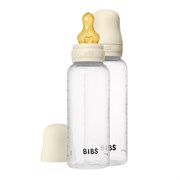 Стеклянная бутылочка для кормления с латексной соской, средний поток BIBS - Ivory, 240 мл 5020216
