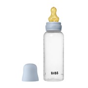 Бутылочка для кормления в комплекте с латексной соской, средний поток BIBS - Baby Blue, 270 мл 5017231