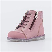 152292-30 Утепленные кожаные ботинки для девочки розовые 152292-30