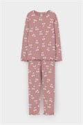 К 1618-1/серая пудра,крупная вишня пижама для дев К 1618-1/серая пудра