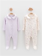 К 6538-2уп/молочный Н272,сиреневый Н063_2 набор комбинезон (слип) яс  К 6538-2уп/молочный Н272
