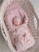 Комплект "Perfetto"  2 пр. (плед + пояс) цв. пудра, р. 90х90  01033-02003-027