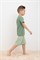 К 1634/зеленый камень,маленькая клетка пижама детская (фуфайка, шорты)  К 1634/зеленый камень