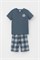 К 1634/винтажный синий,клетка виши пижама детская (фуфайка, шорты)  К 1634/винтажный синий